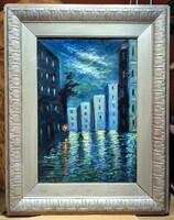 Special price!!!! Modern painting, circa 1950, oil on cardboard, framed 68 x 53 cm, unmarked