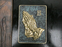 Albrecht DŰRER "Imádkozó kezek" bronz domborműves fali plasztika 1950
