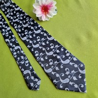 Wedding nyk71 - dark blue patterned silk tie