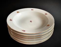 Zsolnay 6 vitrine rare flower pattern deep plates with fire flower price tag