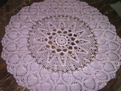 Beautiful hand crocheted lilac purple round tablecloth