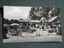 Postcard, Balatonfüred, fishing garden restaurant, restaurant, panorama detail with people