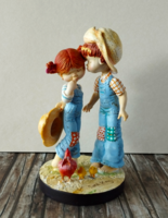 Little girl with little boy in the countryside first love figurine, nipp - sarah kay collection, in box