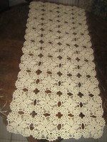 Beautiful beige crocheted antique lace tablecloth
