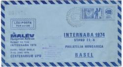 Malév aerogram Budapest - Zurich internaba commemorative flight 1974