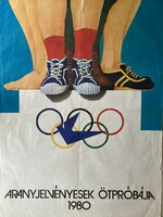Pentathlon for gold badge holders, retro poster from 1980