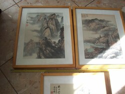 3 Chinese pictures in a frame