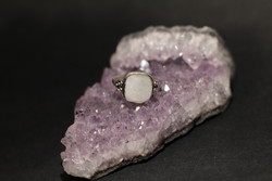 Large silver ring with moonstone