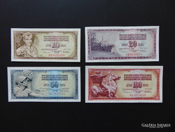 Lot of 4 dinar banknotes of Yugoslavia! Nice crisp banknotes