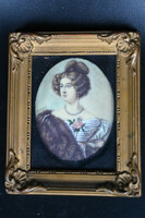 Miniature painting, female portrait on bone plate