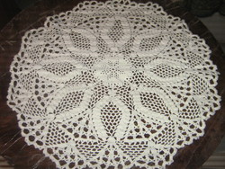 Beautiful crocheted white round tablecloth