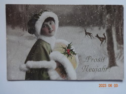 Old antique graphic New Year greeting card (1916)