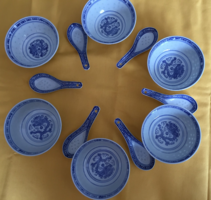 Jingdezhen Chinese porcelain rice grain rice pattern Chinese porcelain bowl and spoon for 6 people
