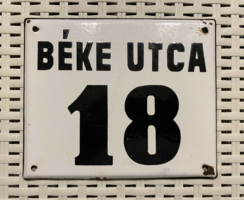 Béke utca 18 - house number plate (enamel plate, enamel plate)
