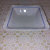 Zsolnay porcelain, a rare blue striped side dish, serving bowl, with a baroque edge