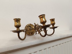 Antique brass copper wall arm 3 candles candle holder wall sconce non electric 218 8404