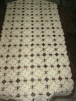 Beautiful beige crocheted antique lace tablecloth