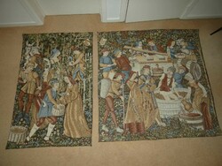 Two beautiful antique Flemish tapestries depicting vintage and winemaking