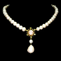 925 Silver 14kt gold-plated true pearl necklace