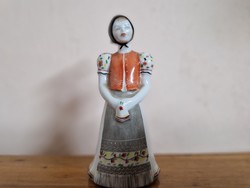 Hollóházi népviseletes lány porcelán figura hibátlan állapotban