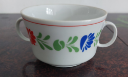 A rare specimen! For replacement! Retro lowland porcelain soup cup with Hungarian folk decor 1 pc