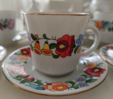 Kalocsa patterned porcelain coffee cup + base
