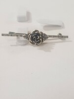 Nice old silver rose brooch marked
