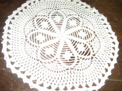 Beautiful crocheted white round tablecloth