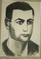 Angyalföldi Szabó Zoltán " Férfi portré" 50x70 szénrajz