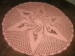 Cute mauve hand crocheted round tablecloth