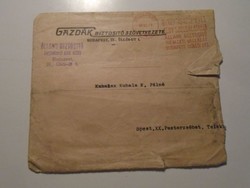 Za492.14 - Letter envelope addressed to László Kubala's mother 1950 Budapest Farmers' Insurance Cooperative