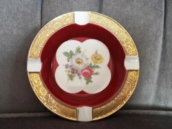 Bavaria porcelain ashtray, burgundy-gold