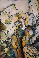 The miracle of nature: the rocks of the Békás Gorge in a watercolor painting for sale