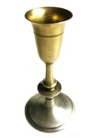 Hacker silver and gold colored candle holder in tulip shape