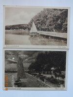 Two old postcards together: Balatonalmádi spa, coastal promenade