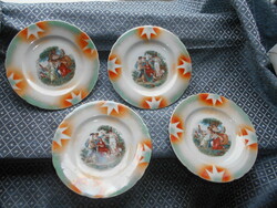 4 antique plates with scenes 1050 ft/pc