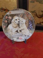 Royal Worcester fine bone porcelain decorative plate - in display case