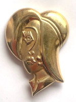 Art deco ladies gilt silver pin - marked