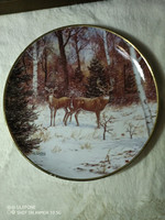 Őzikés beautiful English marked, serially numbered in winter woods decorative plate from J.H.Whitling