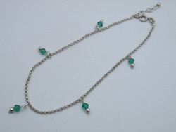 Uk0301 Turquoise Stone Silver Anklet