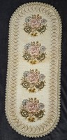 Old oval velvet tapestry tablecloth (l4491)