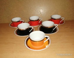 Hollóházi porcelán többszínű kávéscsésze készlet - 6 személyes (36/d)
