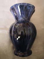 Nagyon szép kék csurgatott mázas kerámia váza