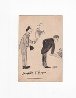 H:38 Kézzel rajzolt antik Üdvözlő képeslap 1920