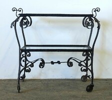 1Q599 old wrought iron rolling cart