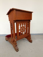 Antik térdeplő imaszék gótikus bútor ima szék keményfa faragott imazsámoly keresztény 615 8424
