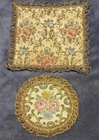 2 old tapestry tablecloths in display case (l4497)