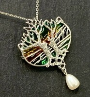 Tree of life pendant/brooch with fire enamel silver /925/ --new