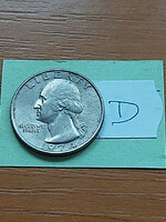 USA 25 CENT 1/4 DOLLÁR 1974 Quarter, Réz réz-nikkel, George Washington #D
