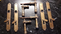 Set of 2 copper handles with base plate